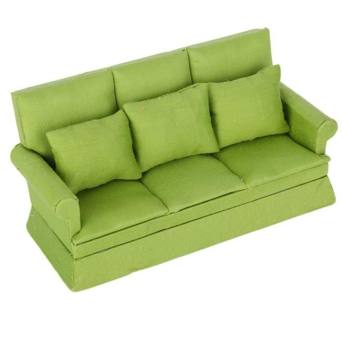 Canapé Miniature Pour Maison De Poupée - Échelle 1:12 - Avec Coussin Et Housse En Tissu Fleuri - Pour Collectionneurs