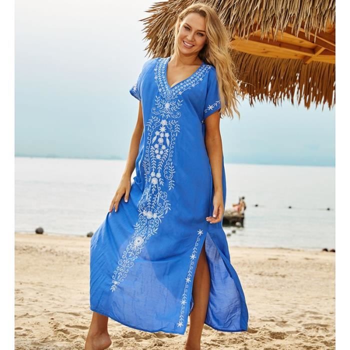 Robe De Plage Artisanale - Taille Unique (ajustable) - Couleur Rose Et Vert - Neuve Sans étiquettes - Longueur Genou