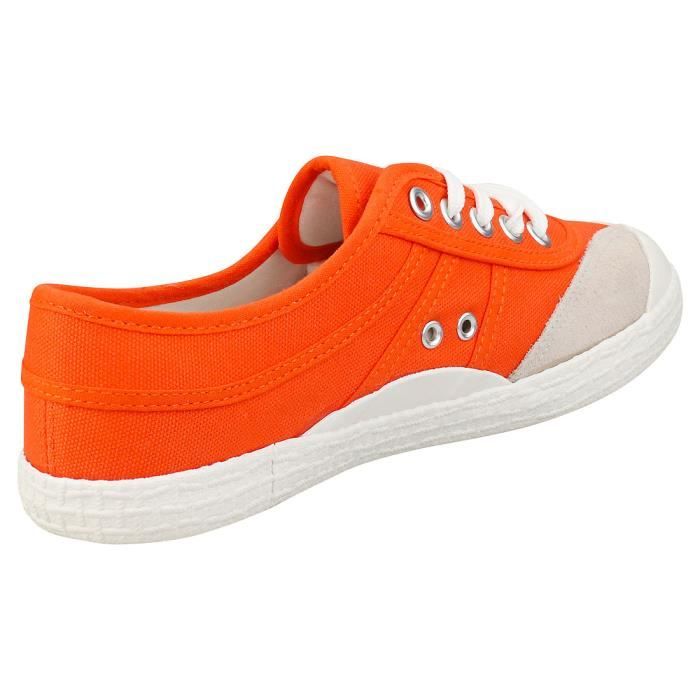 Chaussures Femme Kawasaki ORIGINAL Rouge Derby Textile Lacets Caoutchouc