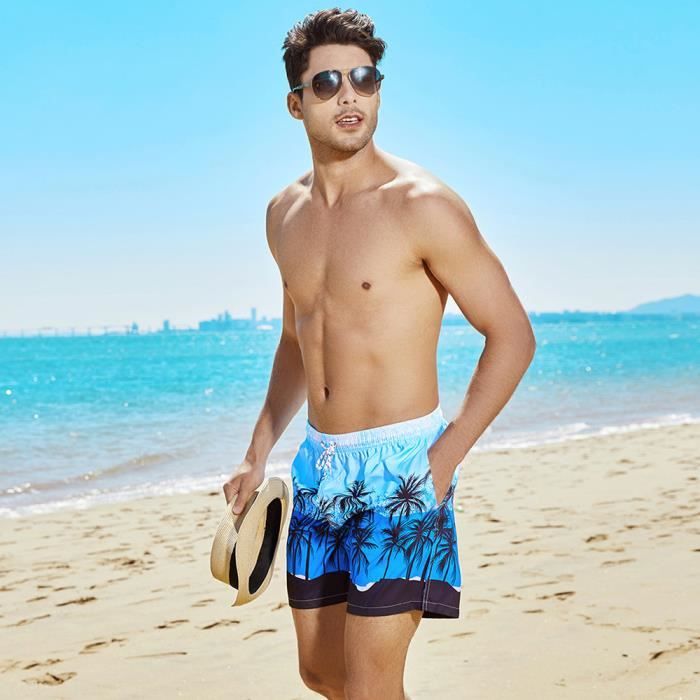 Boxer De Bain Homme WUOJI - Short Sport Moulant - Plage, Surf, Natation - Taille Élastique Avec Poche