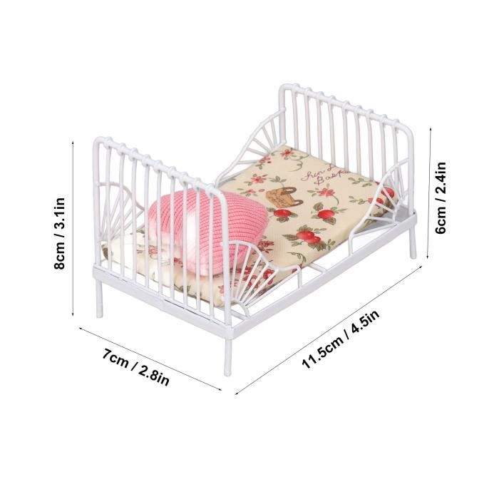 Lit Miniature Vintage 1:12 En Bois Pour Poupée – 15,6 Cm Avec Matelas Et Oreiller, Meuble DIY