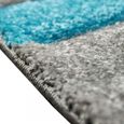 Tapis de salon à motif de vagues • facile d'entretien • en gris turquoise & blanc  - 60x110 cm-2