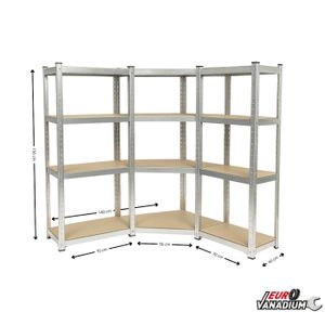 Relaxdays – Étagère à charge lourde 150x60x40 cm – 5 niveaux réglables en MDF – Acier noir – Charge max 1250 kg pour garage et atelier