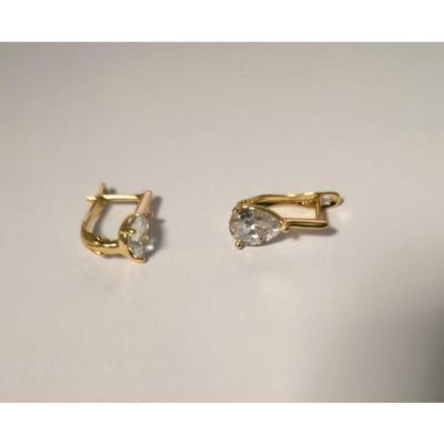 Boucles D'oreilles Dormeuses Plaqué Or 750 - Solitaire Rouge Zircon - Femme - Bijouterie Papillon Bleu