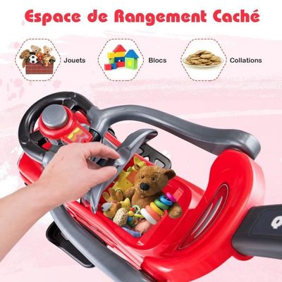 Trotteur Porteur Voiture à Pousser 3-en-1 avec Canopy Réglable Blanc Trotteur Porteur Voiture à Pousser 3-en-1 avec Canopy Réglable Blanc