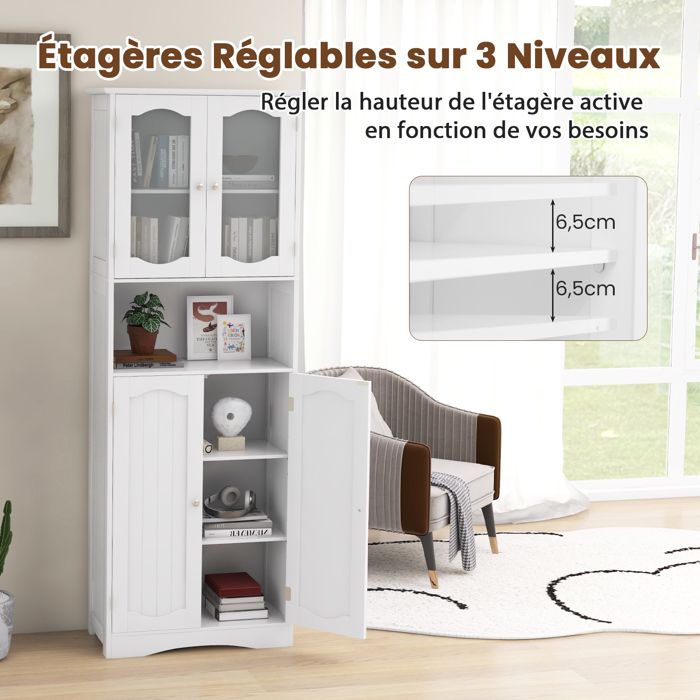 Armoire Murale Salle De Bain Avec Miroir - 60x17x70 Cm, MDF Écologique, Étagères Réglables, Blanc Élégant