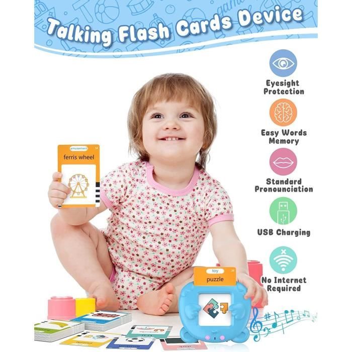 Cartes flash parlantes Jouets d'apprentissage, Machine de lecture Montessori  préscolaires Cadeau pour enfants de 1 à 6 ans - BLEU - Cdiscount Jeux -  Jouets
