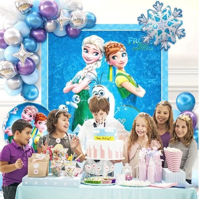 Ballons flocons de neige en feuille métallisée, ballons anniversaire de la Reine des Neiges avec couronne