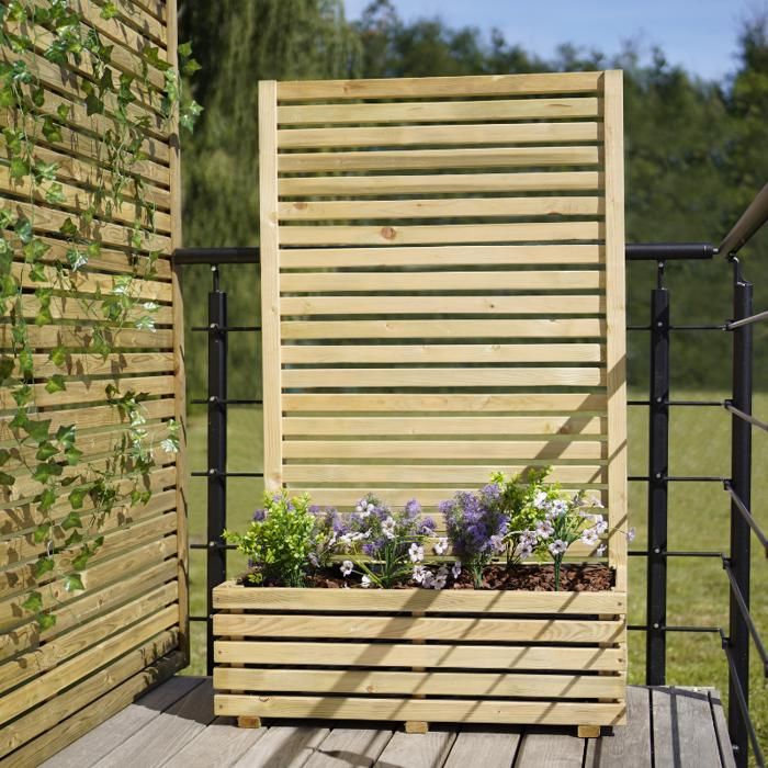 Bac à fleurs carré 60 x 60 cm en pin - KÜB 60 CERLAND | Bricozor
