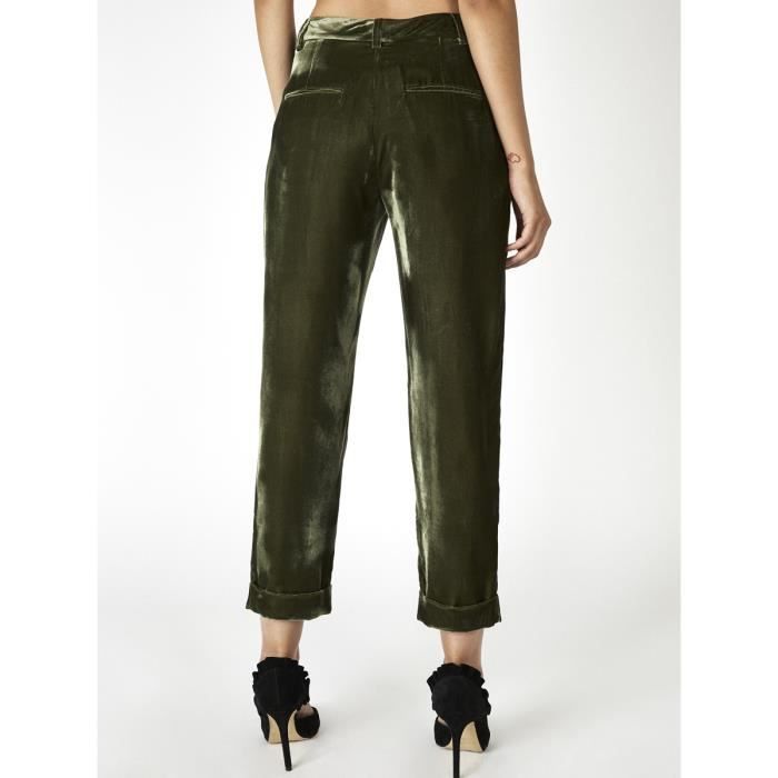 Pantalon Femme Berenice en Velours Kaki Slim Poches