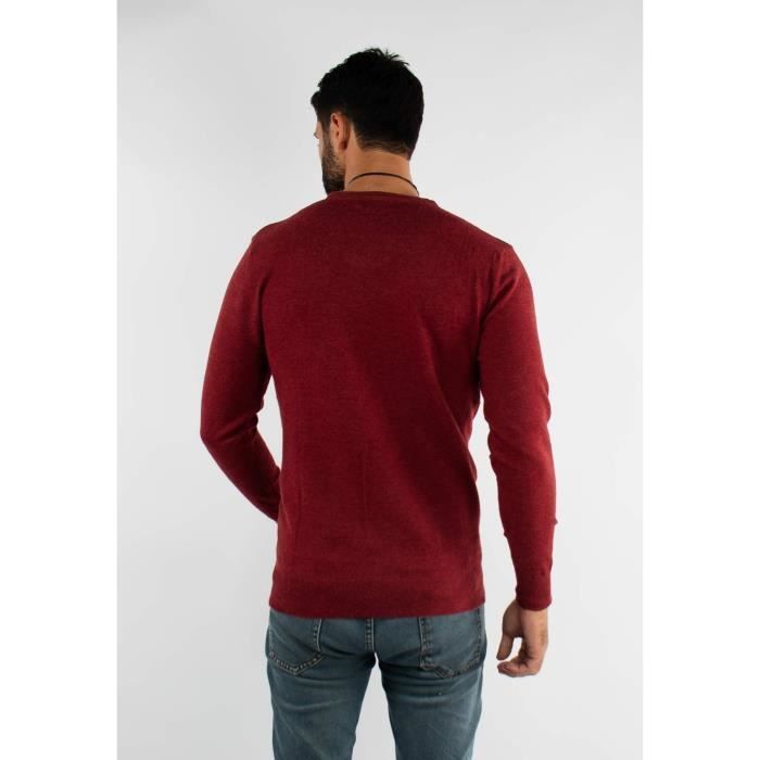Pull col v bordeaux homme new arrivals