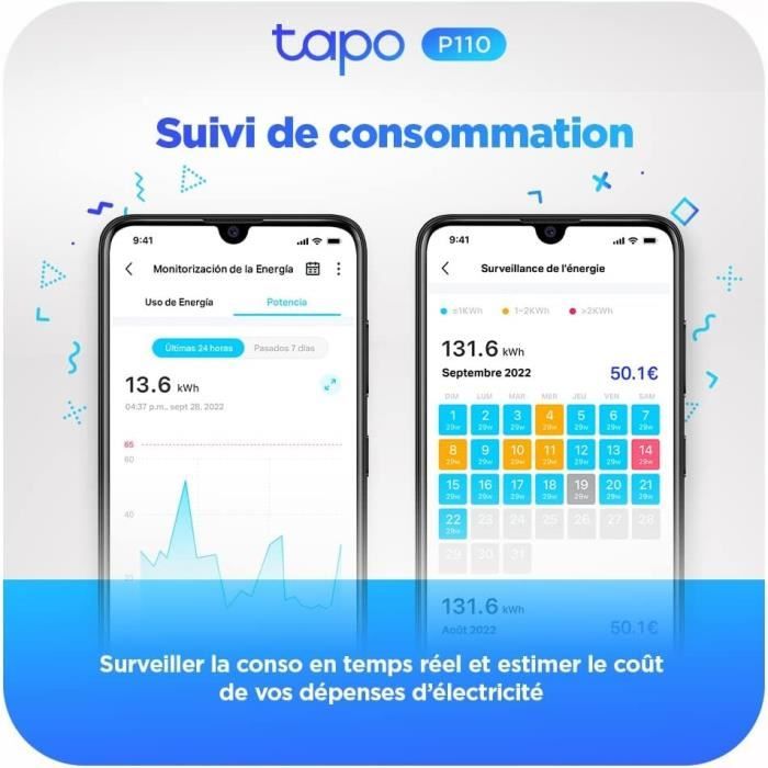 Tapo Prise Connectée WiFi, Suivi de consommation…