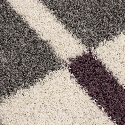 Tapis D'intérieur CARAIBA 60 X 180 Cm - Motifs Géométriques Gris Et Blanc - Antidérapant En Polypropylène