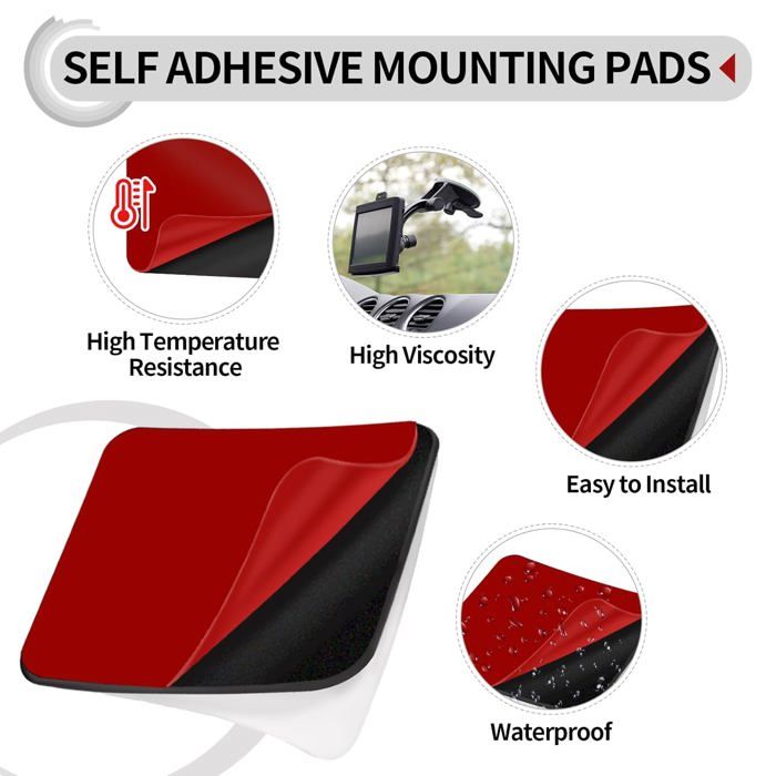 Kit Autocollants Double Face Pour Dashcam - 6 Pastilles Rondes 6,8 Cm + 2 Films électrostatiques - Montage Pare-brise, Tableau De Bord - 10