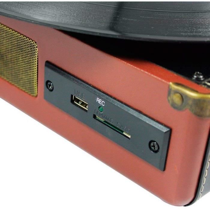Platine Vinyle Bluetooth FEKTIK - Entraînement Par Courroie, Vitesses 33/45 TR/Min, Cartouche AT-3600L, Sortie USB Et RCA - 4