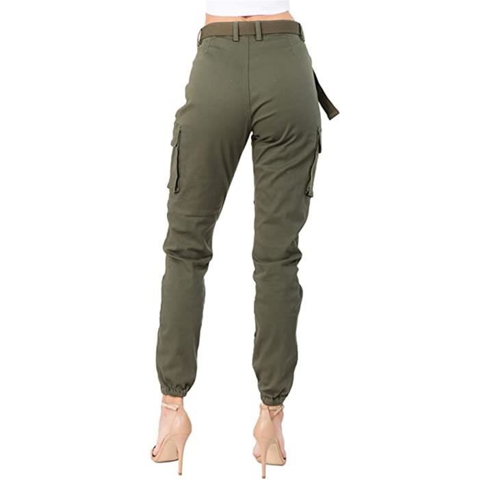 Pantalon de jogging cargo taille haute pour femme avec ceinture assortie m8051 Multicolore Cdiscount Pret a Porter
