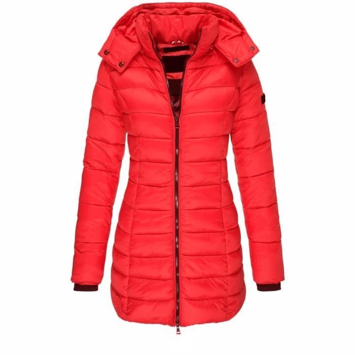 Doudoune femme Doudoune a Capuche Amovible Doudoune avec fermeture eclair bidirectionnelle Doudoune hiver pour Femmes ROUGE Rouge Cdiscount Pret a Porter