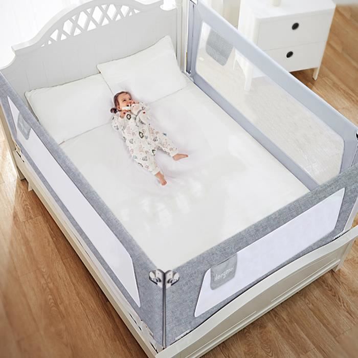 Barrière De Lit Littles - Sécurité Anti-chute Pour Enfants - Gris 150cm - Compatible Tous Lits