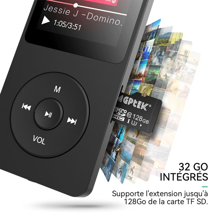 AGPTEK Lecteur MP3 Bluetooth 5.4 Avec 128 Go, écran 2,4", Haut-parleur Intégré Et Radio FM - Parfait Pour Le Sport Et Les Enfants - 14