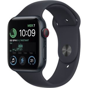 MONTRE CONNECTÉE Apple Watch SE GPS (2e génération) + Cellular - 44mm - Boîtier Midnight Aluminium - Bracelet Midnight Sport Band Regular
