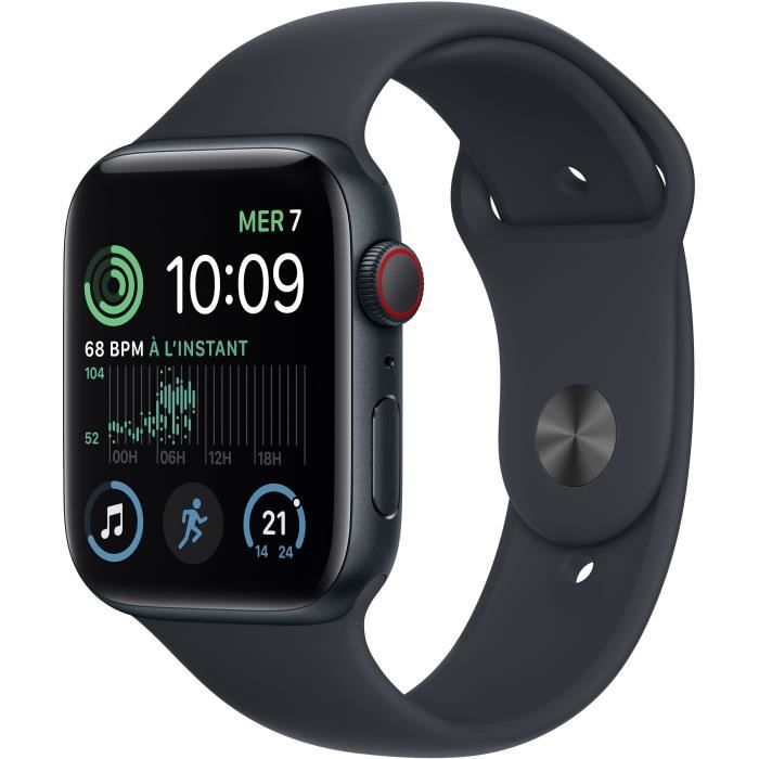 Apple Watch SE GPS (2e génération) + Cellular - 44mm - Boîtier Midnight Aluminium - Bracelet Midnight Sport Band Regular