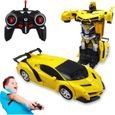 Voiture Télécommandée Transformers Voiture De Sport Modifié Robot Modèle Déformation jouet Cadeaux pour Garçons -Jaune-0