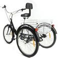 Tricycle pliable 24 pouces 3 roues adultes seniors tricycle vélo 3 roues avec panier 7 vitesses-0