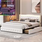 DANS LES NUAGES Lit 160x200 cm avec 4 tiroirs et port USB Type C lit adulte 160x200 cm avec sommier à lattes lit Queen 160x200 cm tissu en PU blanc