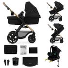 Poussette 4 en 1 Combinée Kinderkraft MOOV2, Inclus Siège auto avec base I-size, Système de voyage, Grandes Roues, Noir