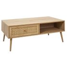 THE HOME DECO FACTORY Table basse cannage et bois 1 tiroir Bali - Rectangulaire 110 x 59 x 41,4 cm