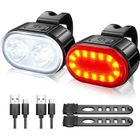 Kit Éclairage Vélo - HOMNOBLE - Lampe IPX5 Étanche - Rechargeable USB - Avant et Arrière - 4 Modes