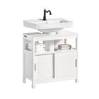 SoBuy Meuble sous Vasque avec 2 Portes Coulissantes Silencieuses, Anti-Humidité, Rangement Compact, Blanc, 60x30x60cm, FRG128-II-W