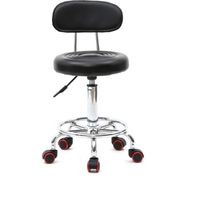 Tabouret de salon réglable -Tabouret de coiffeur avec dossier - bar Fauteuil à roulettes chaise tabouret pivotant-noir