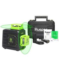 Huepar Niveau Laser Vert 2 x 360,Batterie Li-ion Rechargeable, Auto-Nivellement,IP54,Charge Type-C,Base Magnétique, Mode