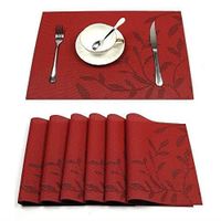 sets de table,lavables PVC Napperons,pour dîner antidérapant résiste à la chaleur et fait en vinyle Lot de 6,Rouge
