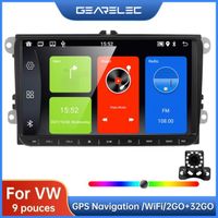 GEARELEC Autoradio Android 9 Pouces pour VW avec GPS Navigation WiFi Bluetooth Caméra de Recul support mode écran partagé -2GO+32GO
