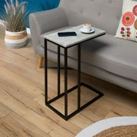 Bout de canapé DEBORA table d'appoint table à café table basse de salon cadre en métal noir et plateau en MDF décor béton
