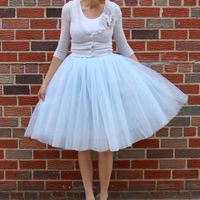 Jupe plissée en tulle bleu pour femme,jupon Lolita,jupes mi-longues vintage,mode,blanc,secret[E705559032]