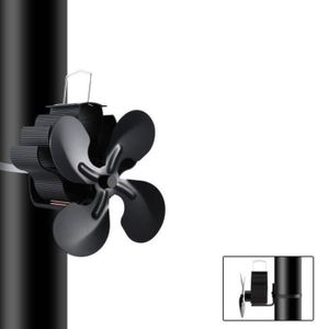 POÊLE À BOIS POMPE A AIR - DIFFUSEUR D'AIR GB32929-Ventilateur de poêle à tuyau de fumée à 4 lames avec thermomètre de dessus