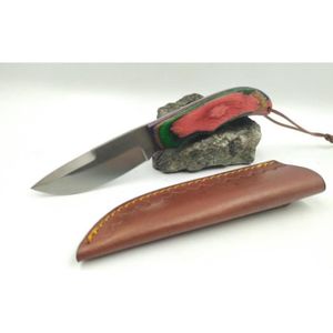 Etuis en cuir repoussé pour couteau pliant décoration feuille erable rouge  - Héritier Loic