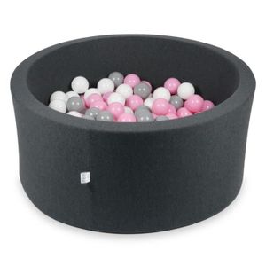 PISCINE À BALLES Mimii - Piscine À Balles (graphitique) 90X40cm-200 Balles Ronde - (rose poudré, gris, blanc)