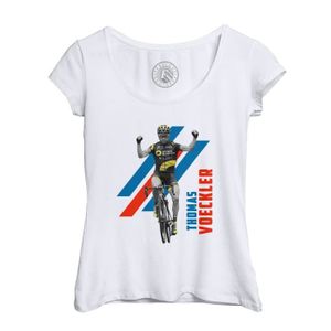 MAILLOT DE CYCLISME T-shirt Femme - Fabulous - Col Echancré Blanc - Thomas Voeckler Vintage Vélo France Cyclisme Tour