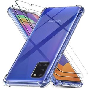 ACCESSOIRES SMARTPHONE Coque Samsung Galaxy A31 + 2 Verres Trempés Protection écran 9H Anti-Rayures Housse Silicone Antichoc Transparent