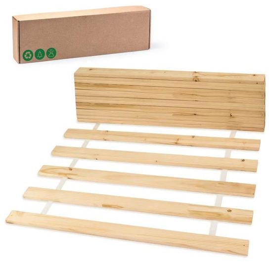 Sommier à Lattes EVERGREENWEB 140x190cm - 16 Lattes Bouleau | Enroulable Et Solide | Fabriqué En Italie