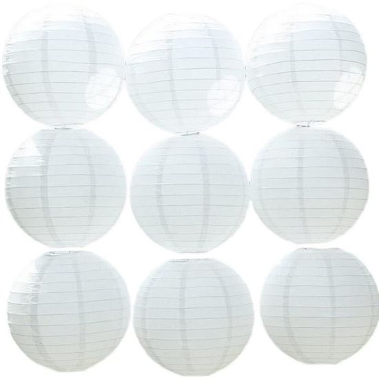 MIVIDE 20pcs Lanterne Papier Blanc 20cm - Lampion Chinois Boule Papier Pour Mariage, Anniversaire, Fête