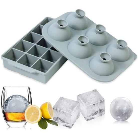 Glaçons XXL Whisky Cocktails Moules à Glaçons Carrés LessMo 5cm - 2 Moules Silicone Avec Couvercles - Glaçons XXL Pour Whisky - Sans BPA Glaçons XXL 5cm