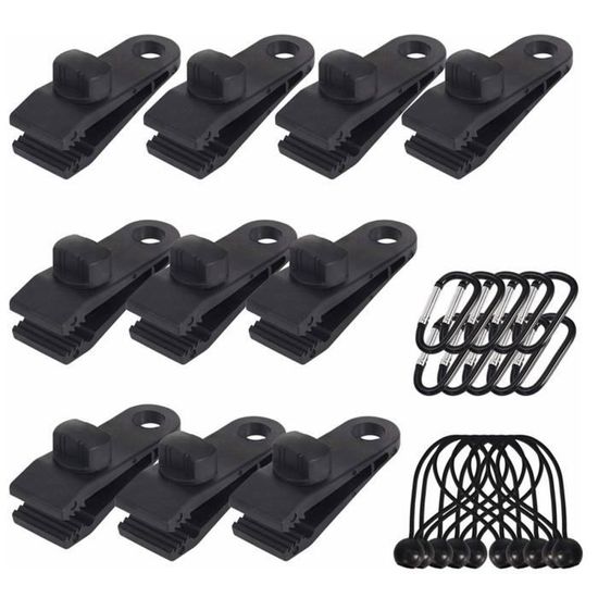 Lot De 10 Clip De Fixation Bache Avec 10 Cordon Elastique Avec Boule