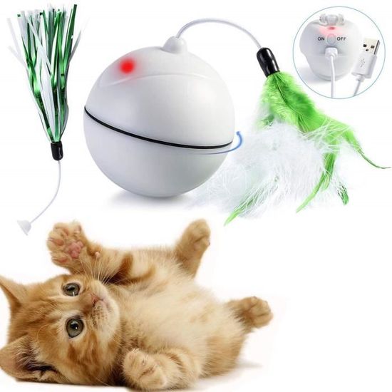 Jouet Intelligent Chat/Chien - Balle Interactive Automatique - 3 Modes, Rechargeable USB - Rouge