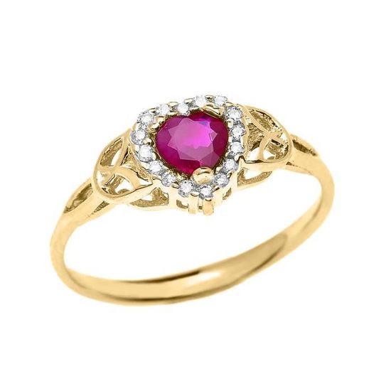 bague or jaune cœur rubis et diamant bague or jaune cœur rubis et diamant