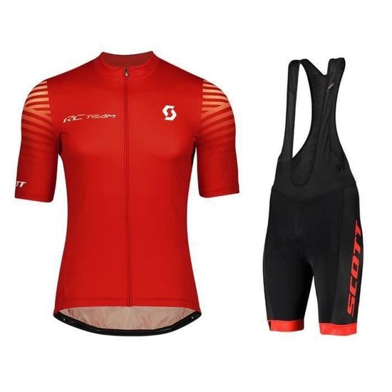 Ensemble Cyclisme Homme été - Maillot Manches Courtes + Cuissard à Bretelles Avec Gel 9D, Respirant, Séchage Rapide